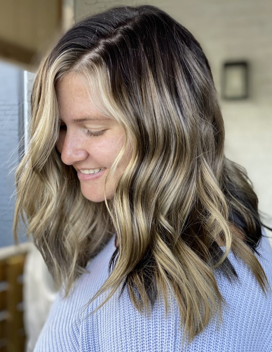 Dark to blonde balayage